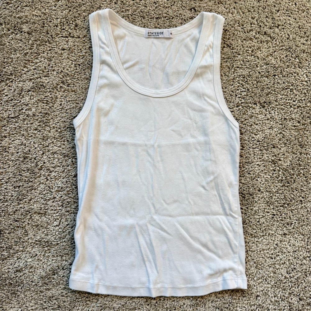 Stateside Rib Classic Tank in White XS